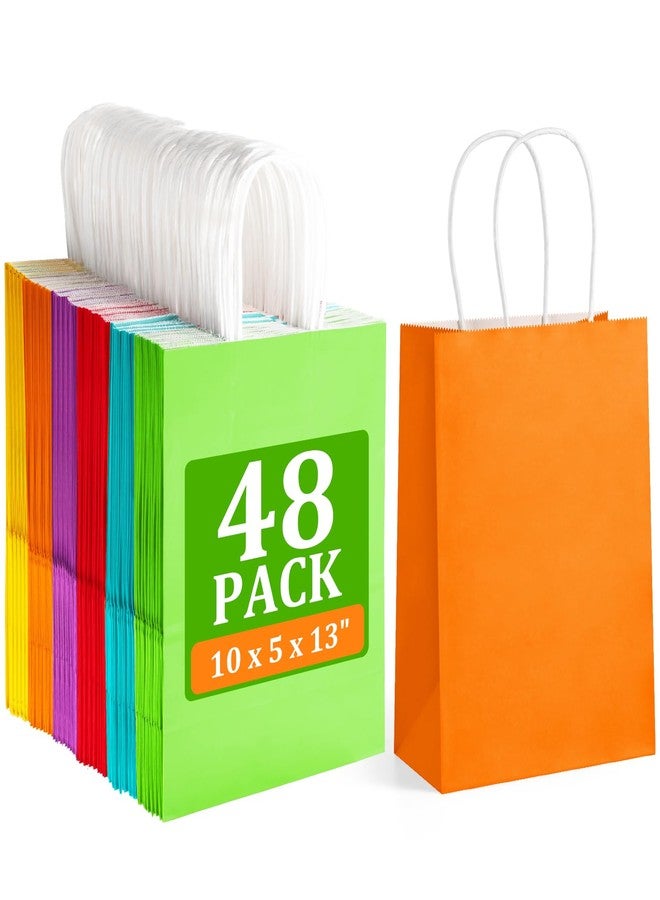 أكياس هدايا متنوعة من BagDream، 48 قطعة، مقاس 10×5×13، بألوان قوس قزح، مصنوعة من ورق كرافت، مزودة بمقابض، مثالية لحفلات الزفاف، وحفلات استقبال المولود، وأعياد الميلاد، ولتقديم الهدايا، والتسوق، ولوازم الحفلات. - Image 1